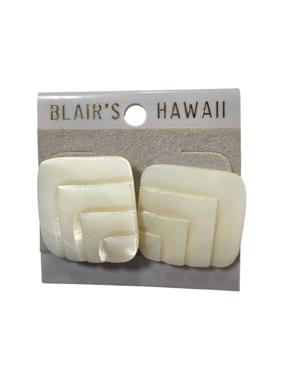 Earrings Blairs Hawaii Square white retro beach vacation classic fashion jewelry
